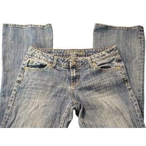 Vtg American Eagle Women's Light Wash Y2K Hipster Straight Leg Jeans Size 8 Long